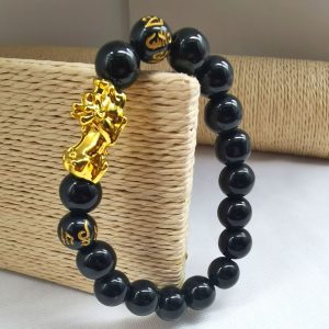 黄金黑曜石貔貅手串